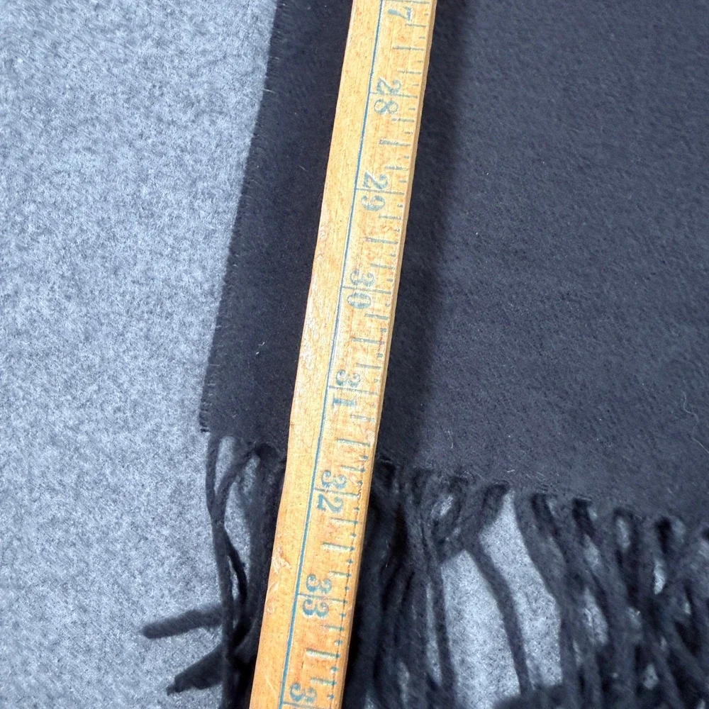 Hand Tailored 100% Cashmere Scarf Black Fringe Made in Germany Unisex Wrap